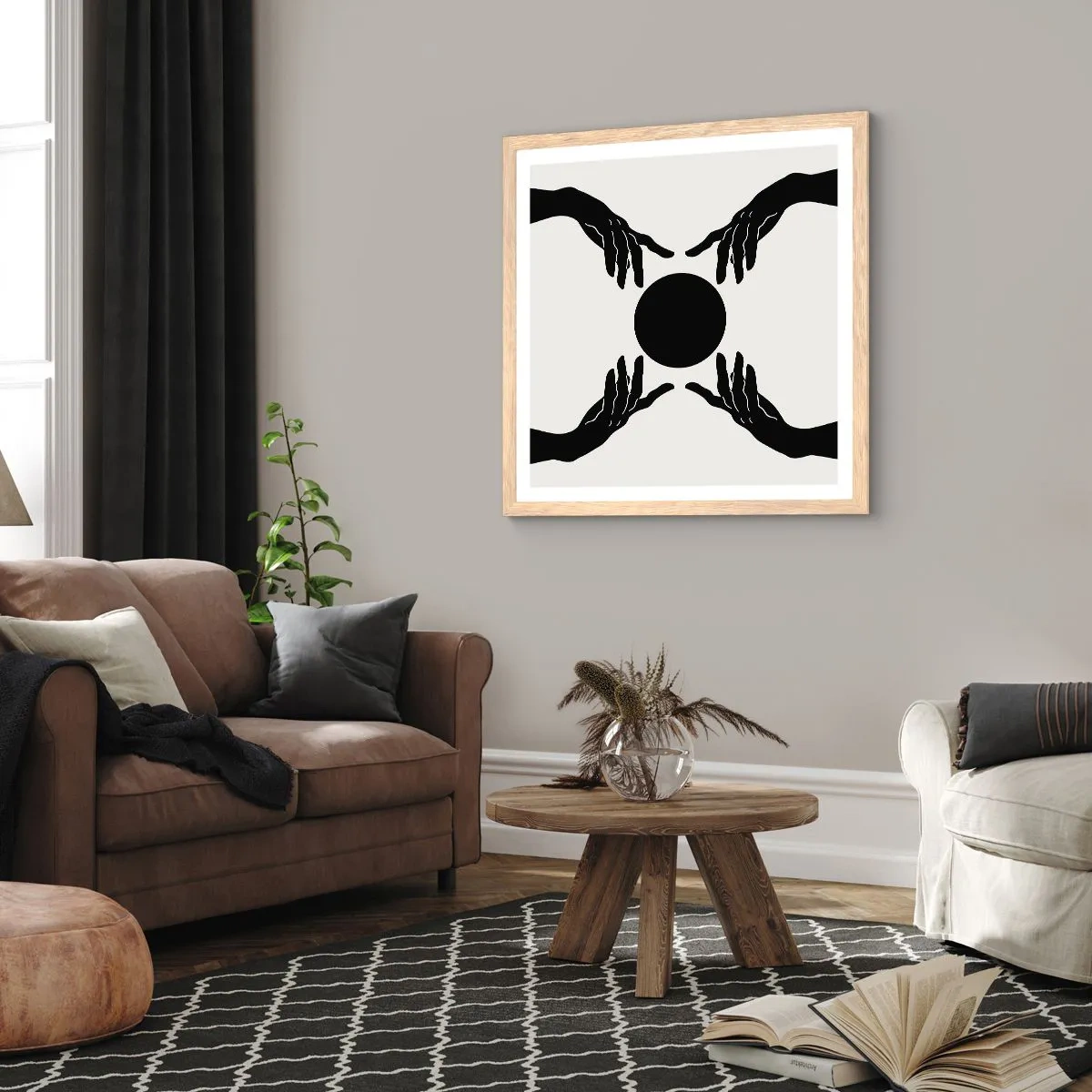 Plakát v rámu světlý dub - Tajné znamení - 60x60 cm