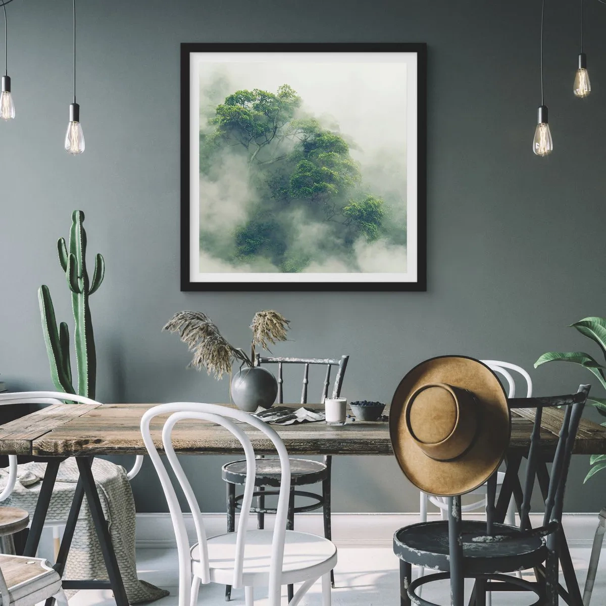 Plakát v černém rámu - Zahalené mlhou - 40x40 cm