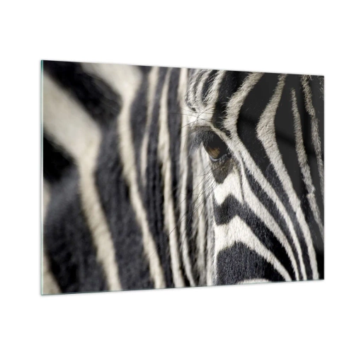 Obraz na skle - Portrét s pruhy - 100x70 cm