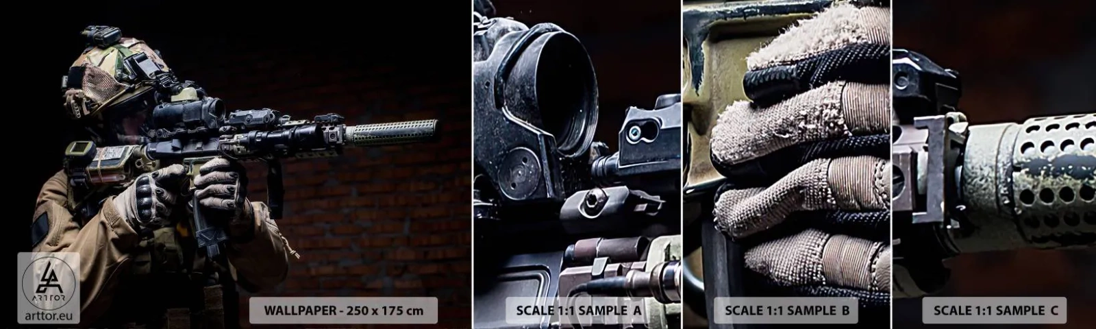 Vzor Fototapety Samolepicí Deluxe Sticker - Vražedně účinný - Válečný, Puška, Zbraň - 100x30 cm