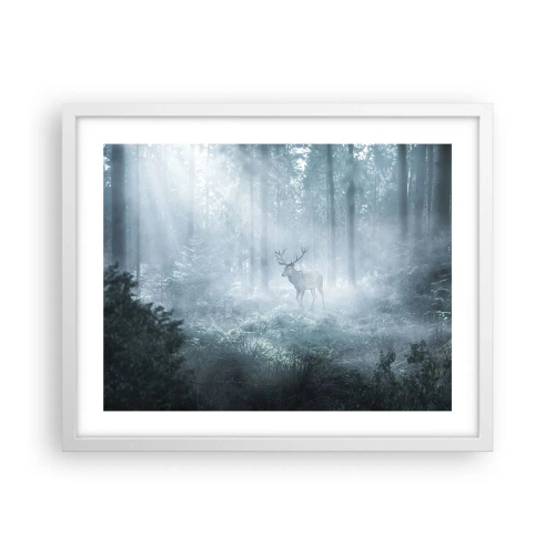 Plakát v bílém rámu - Ranní obchůzka sídliště - 50x40 cm