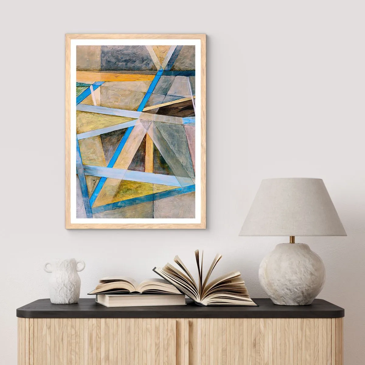 Plakát v rámu světlý dub - Přímo nebo diagonálně? - 40x50 cm