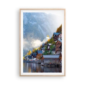 Plakát v rámu světlý dub - Alpská krajina - 61x91 cm