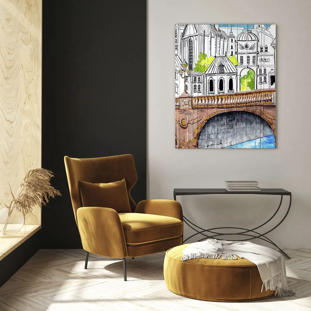 Obraz na skle - Město jako malované - 70x100 cm