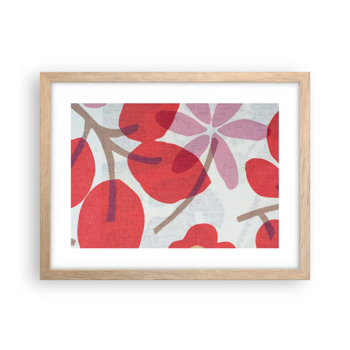 Plakát v rámu světlý dub - Květinová kompozice v růžové - 40x30 cm