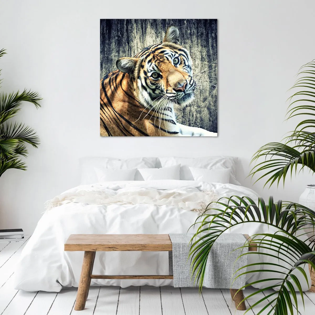 Obraz na plátně - Portrét v pramenech světla - 40x40 cm