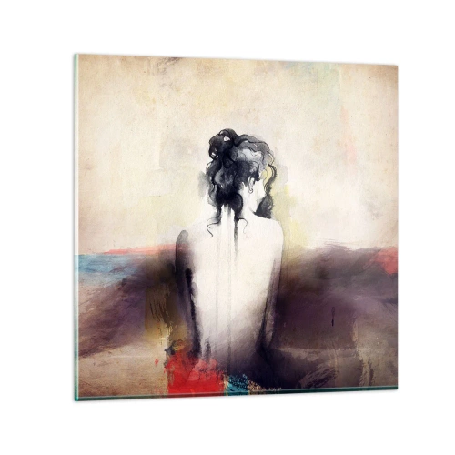 Obraz na skle - Jemné linie, oválné tvary - 70x70 cm