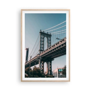 Plakát v rámu světlý dub - Nad vlnami města - 61x91 cm