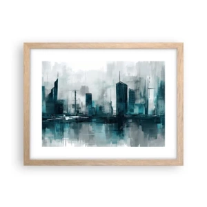 Plakát v rámu světlý dub - Město v barvě deště - 40x30 cm
