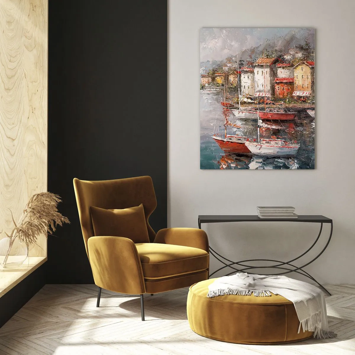 Obraz na skle - Romantický přístav - 50x70 cm
