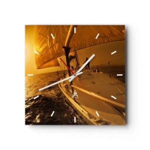 Nástěnné hodiny - Zlatý večer po vícebarevném dni - 40x40 cm