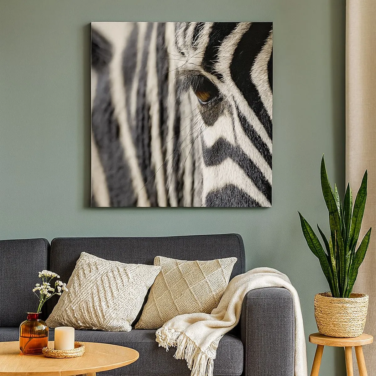 Obraz na plátně - Portrét s pruhy - 30x30 cm