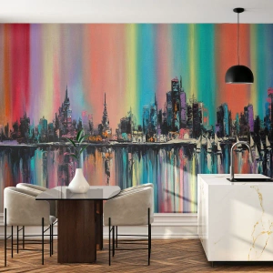 Fototapeta Samolepicí Deluxe Sticker - Noční proud světla - Město, Architektura, Řeka - 250x175 cm