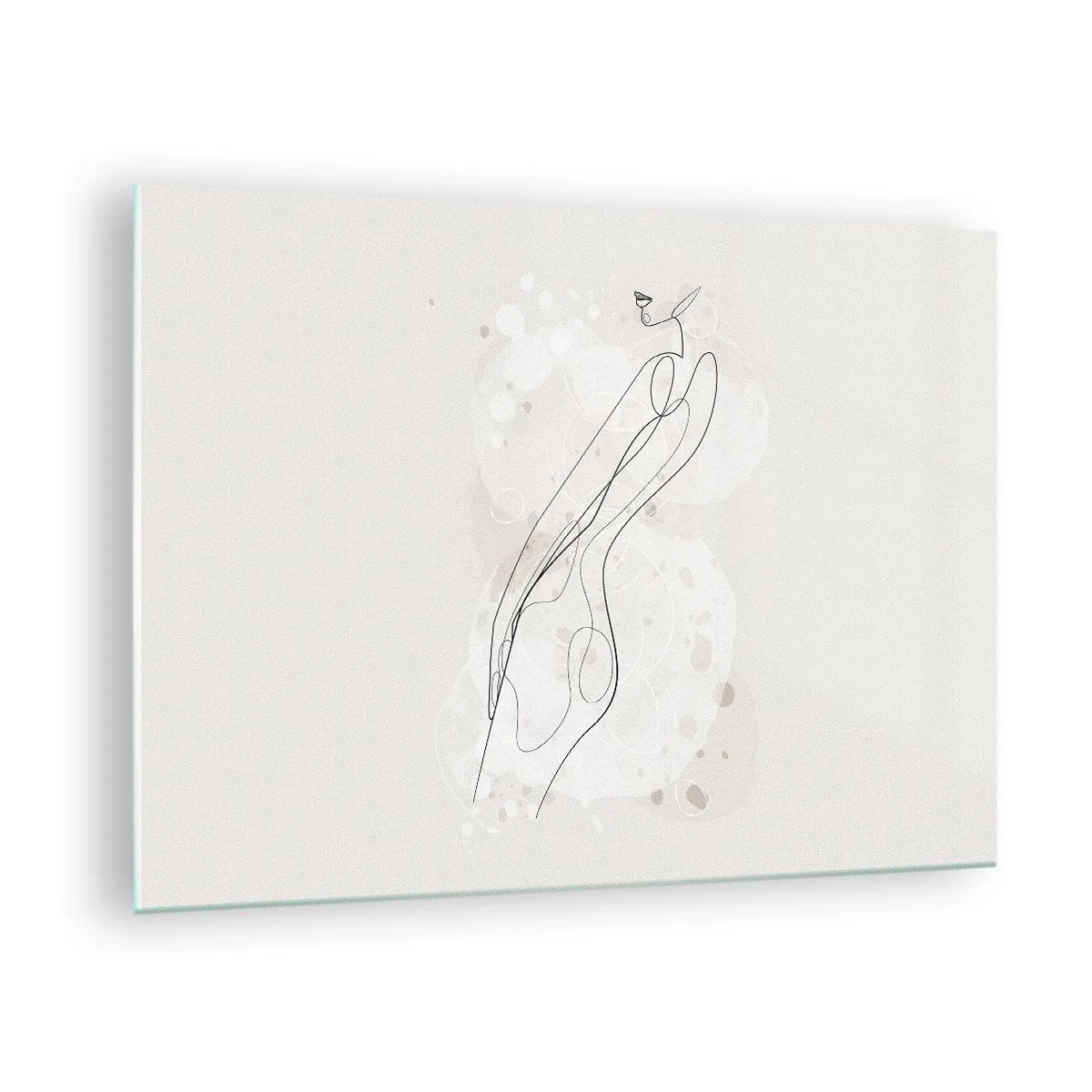 Obraz na skle - Konturovaná silueta ženy v odstínech béžové - 70x50cm - Zabloudit pohledem - Moderní nástěnná dekorace do obývacího pokoje a ložnice ARTTOR