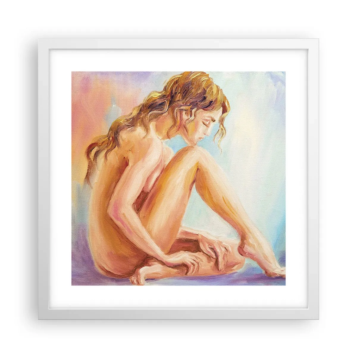 Plakát v bílém rámu - Akt mládí - 40x40 cm