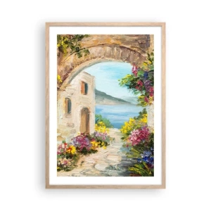 Plakát v rámu světlý dub - Půvab pobřežní krajiny - 50x70 cm