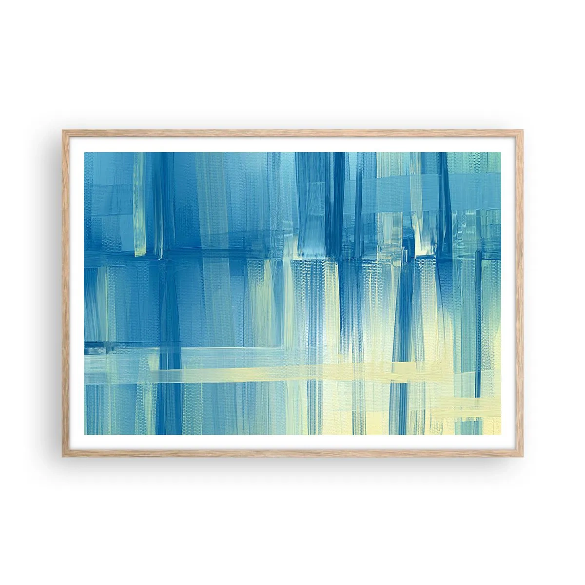 Plakát v rámu světlý dub - Kompozice v tyrkysu - 100x70 cm