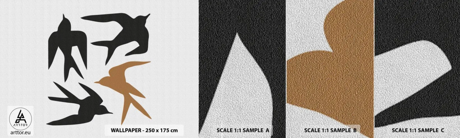 Vzor Fototapety Premium Sand - Vlaštovky - Boho, Ptactvo, Minimalismus - 100x30 cm