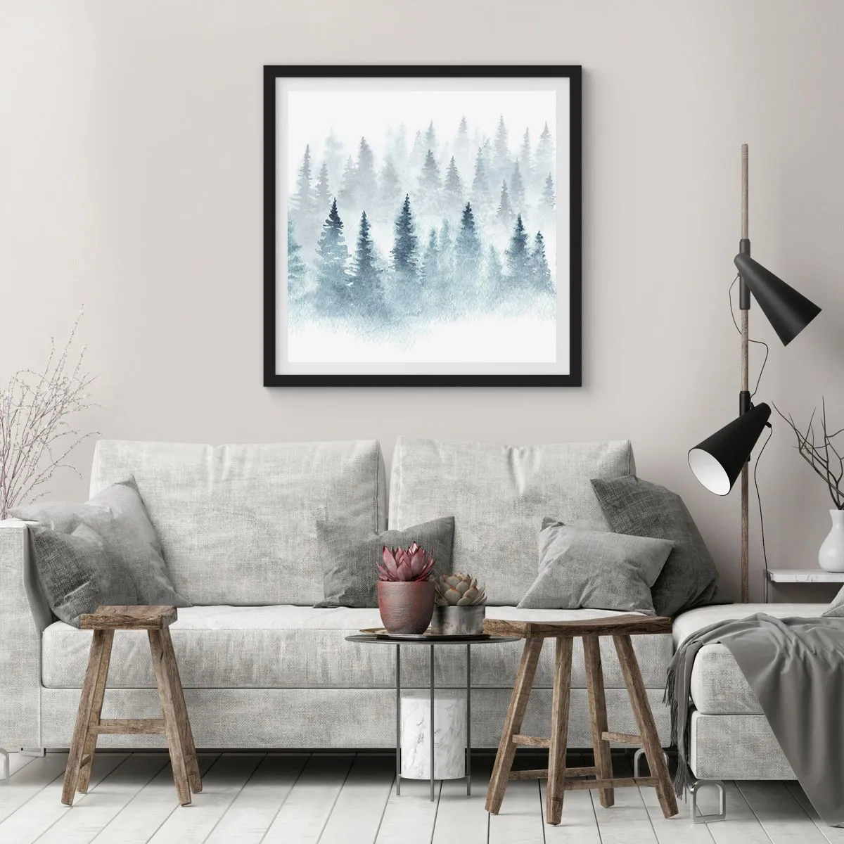 Plakát v černém rámu - Zahalené mlhou - 60x60 cm