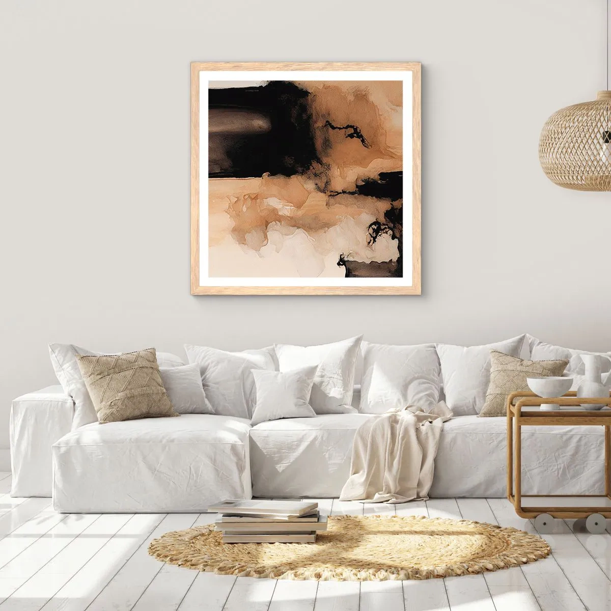 Plakát v rámu světlý dub - Poutavá abstrakce - 30x30 cm