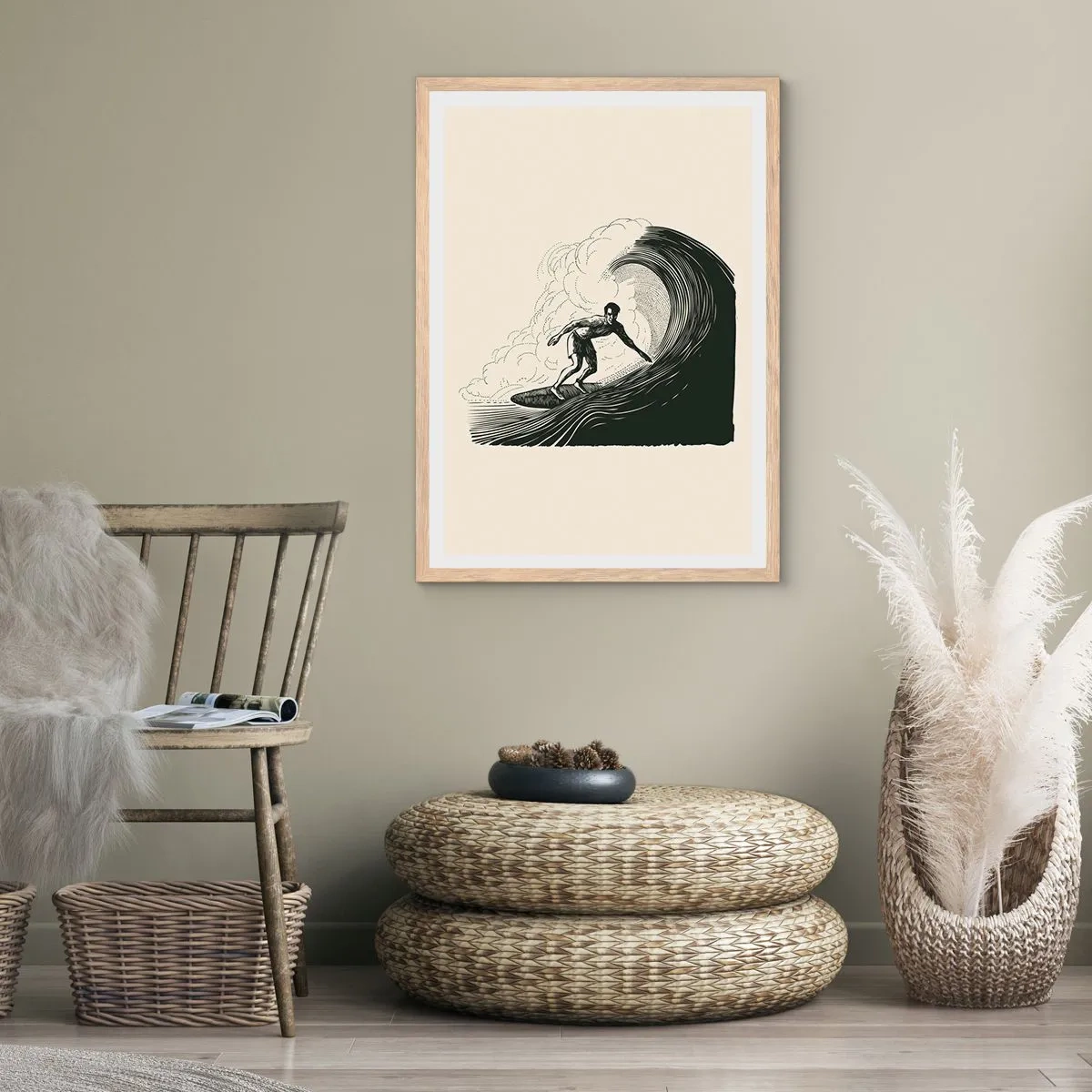 Plakát v rámu světlý dub - Král vln - 61x91 cm