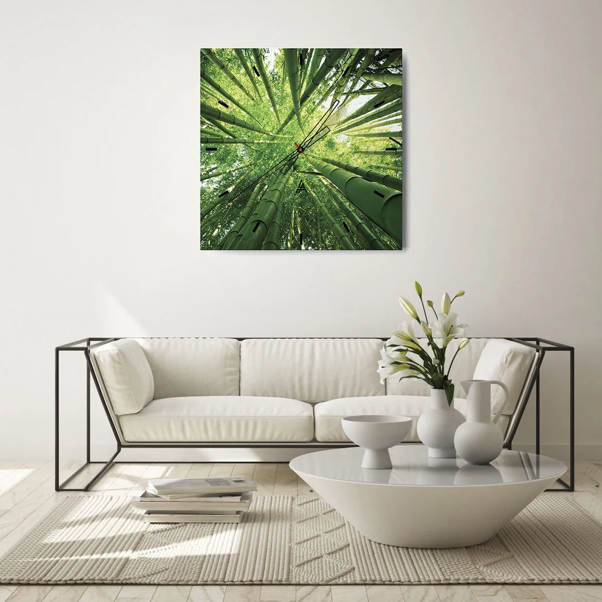 Nástěnné hodiny - V bambusovém háji - 40x40 cm