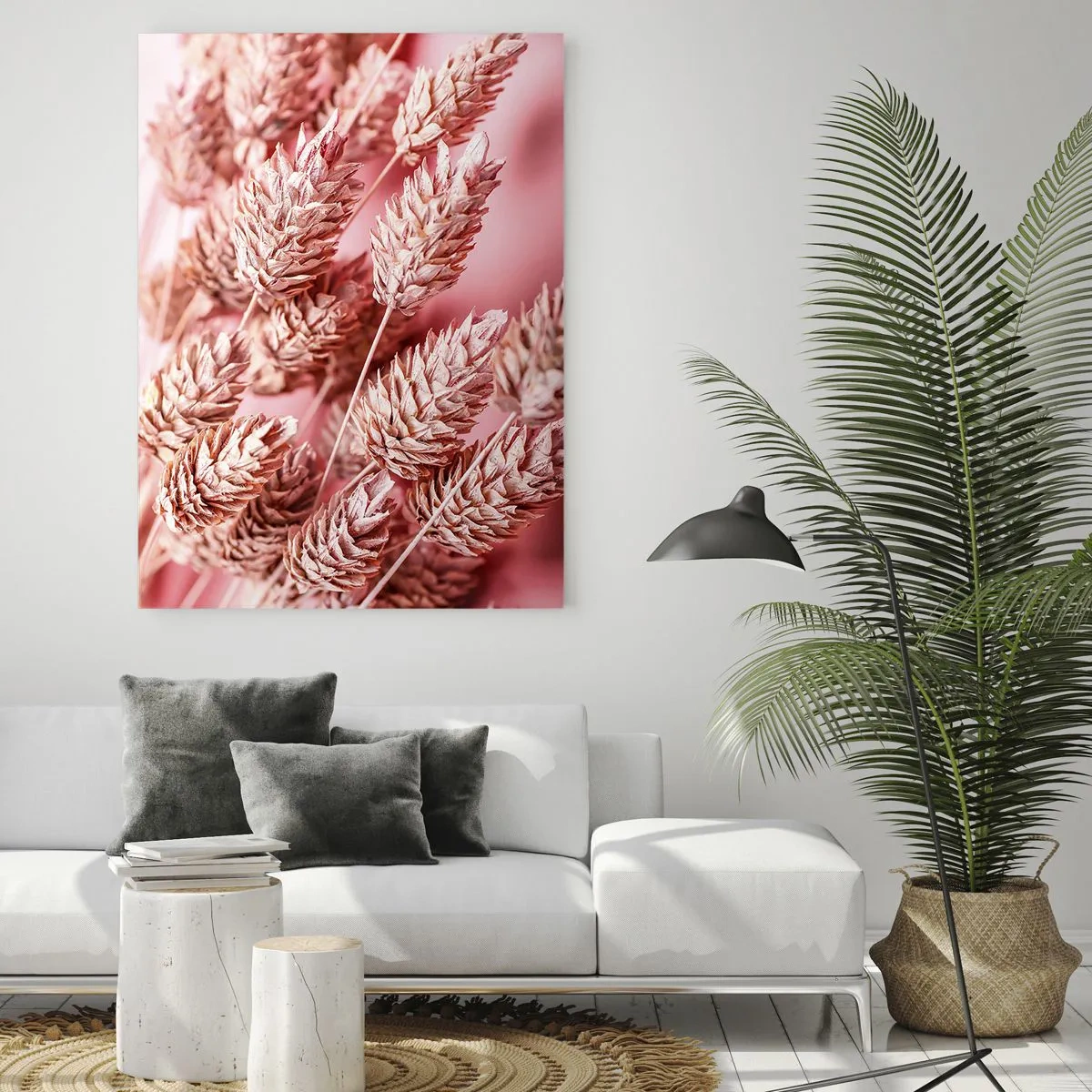 Obraz na skle - Květinová kaskáda v růžové - 50x70 cm
