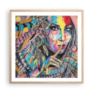 Plakát v rámu světlý dub - Mlč, než pochopíš - 60x60 cm