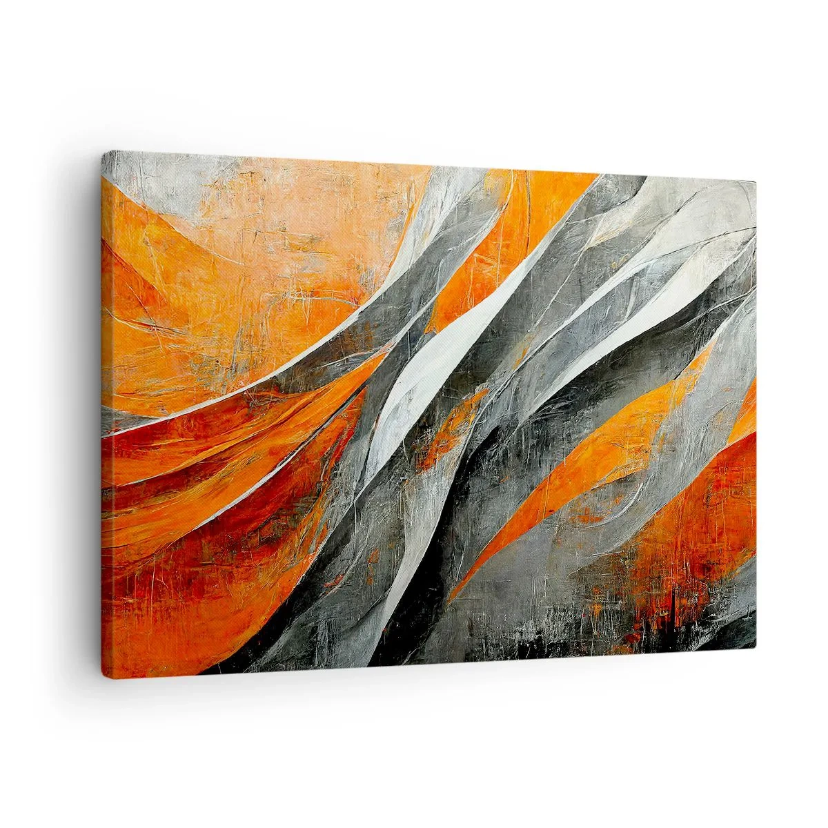 Obraz na plátně - Abstraktní linie v odstínech oranžové a šedé - 70x50cm - Žár a chlad - Moderní nástěnná dekorace do obývacího pokoje a ložnice ARTTOR
