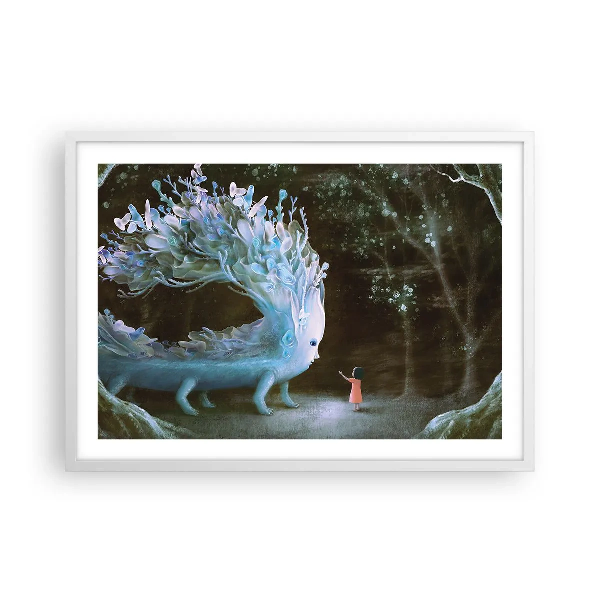 Plakát v bílém rámu - Fantastické setkání - 70x50 cm