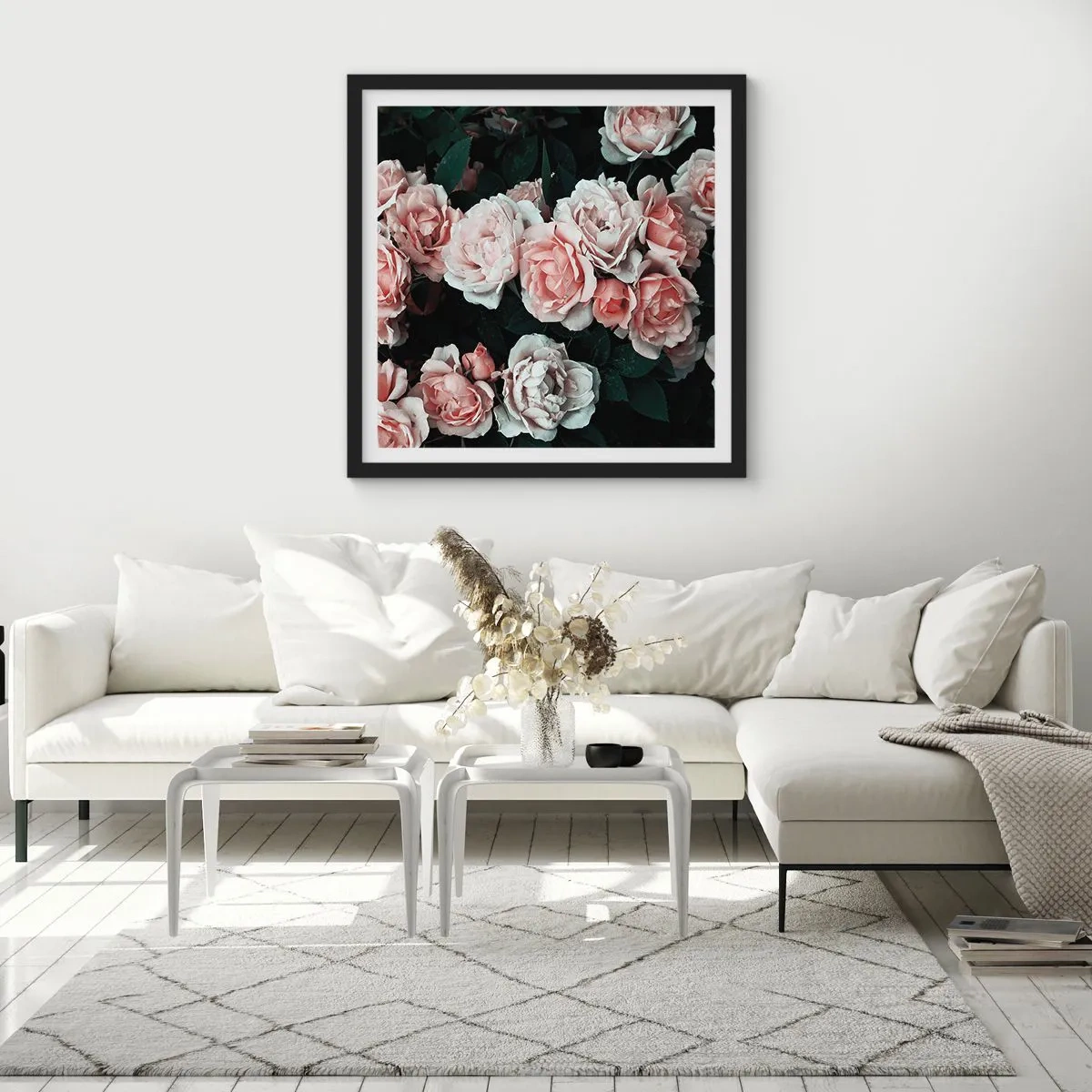 Plakát v černém rámu - Růžový ansámbl - 50x50 cm