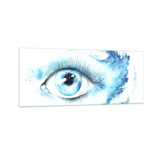 Obraz na skle - Ponořit se do modři pohledu - 100x40 cm