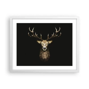 Plakát v bílém rámu - Kubistický jelen - 50x40 cm