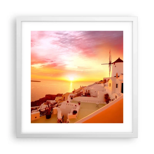 Plakát v bílém rámu - Rozplynout se v bílé a zlaté - 40x40 cm