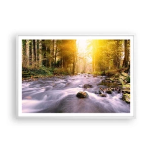 Plakát v bílém rámu - Malachit ve stříbrně-zlaté podobě - 100x70 cm