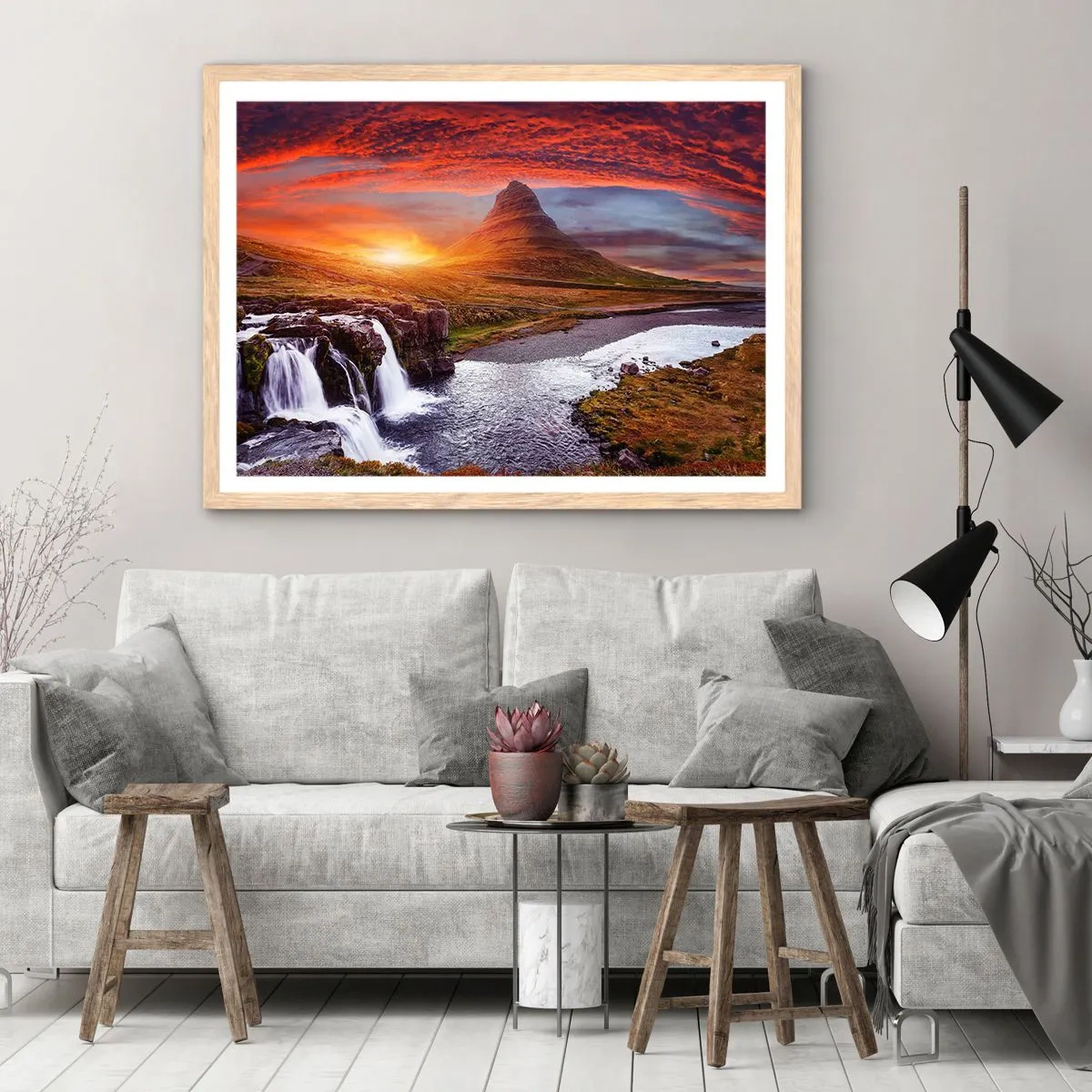 Plakát v rámu světlý dub - Pohled na Středozem - 70x50 cm