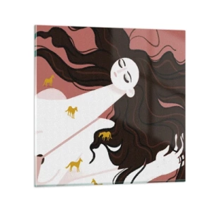 Obraz na skle - Sen o zlatém koni - 70x70 cm