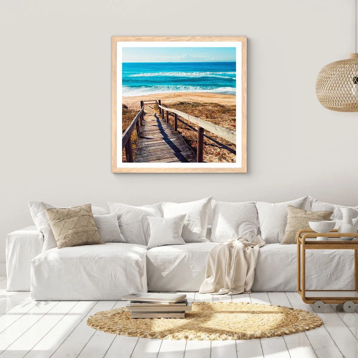 Plakát v rámu světlý dub - Běž! - 60x60 cm