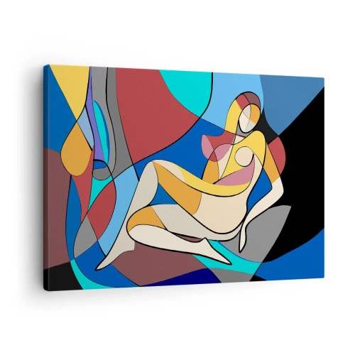 Obraz na plátně - Barevný akt v kubistickém stylu - 70x50cm - Kubistický akt - Moderní nástěnná dekorace do obývacího pokoje a ložnice ARTTOR