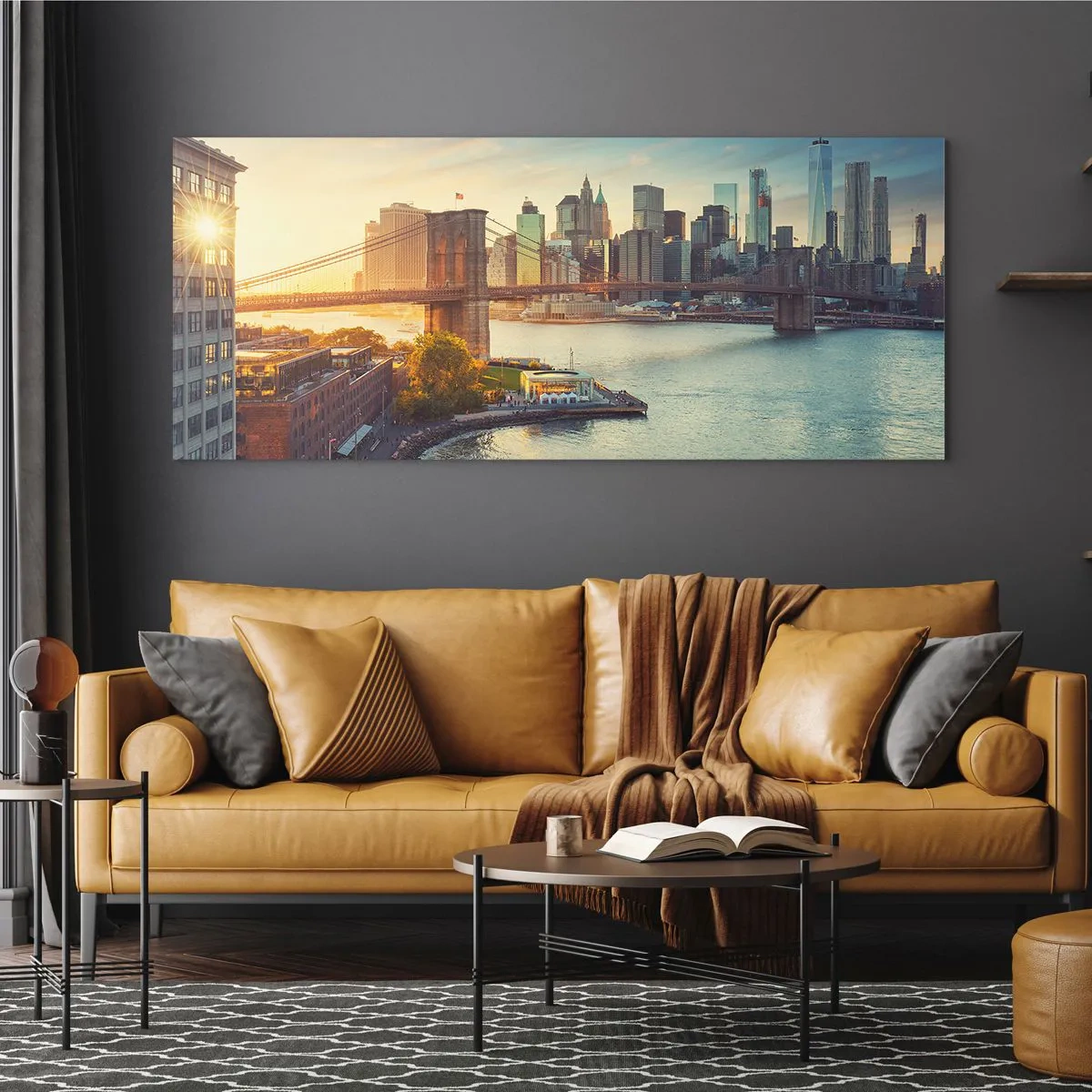 Obraz na skle - Svítání velkoměsta - 100x40 cm
