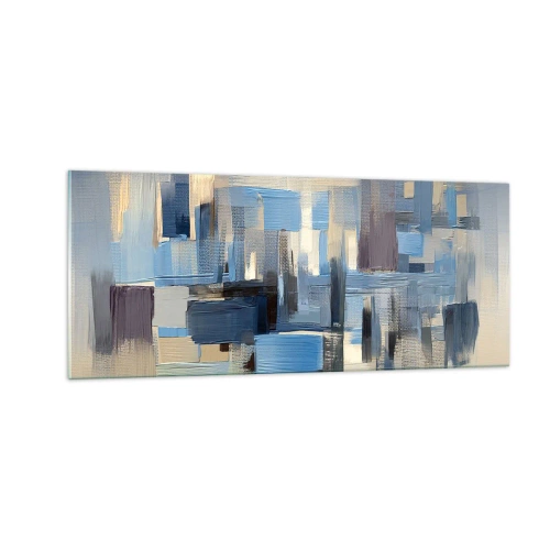 Obraz na skle - Modrá konstrukce - 100x40 cm