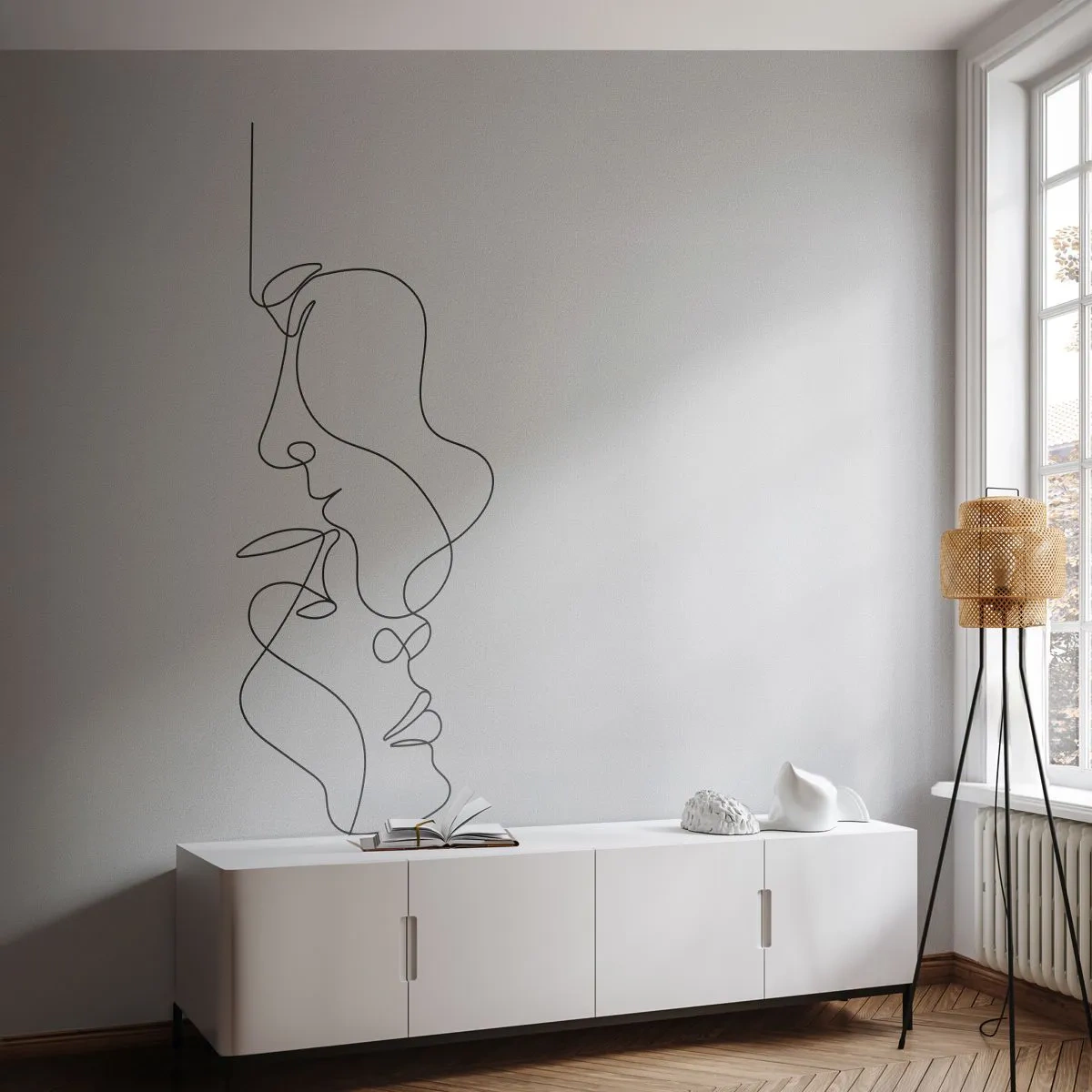 Fototapeta Samolepicí Deluxe Sticker - Žár vášnivých tužeb - Grafika, Zamilovaný pár, Polibek - 250x175 cm