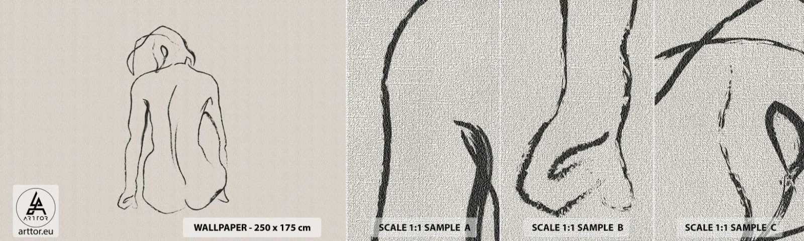 Vzor Fototapety Premium Canvas - Dívčí akt - Akt, Čára, Výkres - 100x30 cm