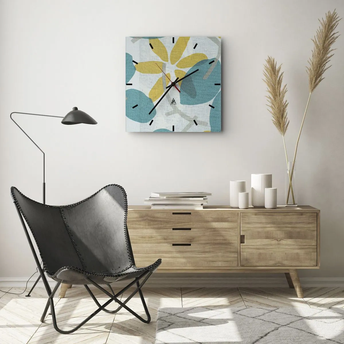 Nástěnné hodiny - Mezi azurovými listy - 30x30 cm