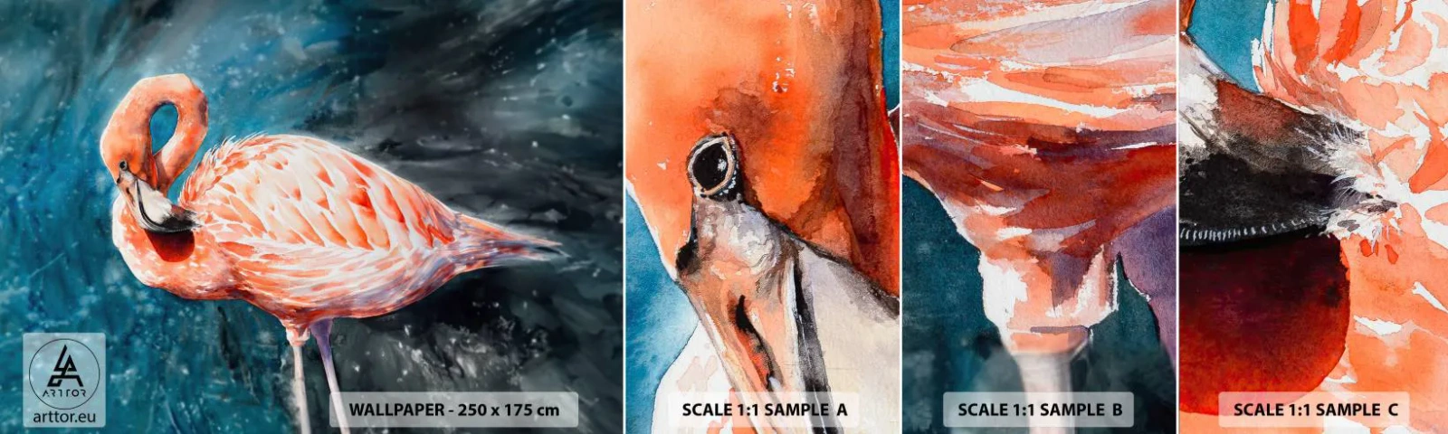 Fototapeta Vzorek Standard Eco - Dekorativní od přírody - Plameňák, Pták, Příroda - 100x30 cm