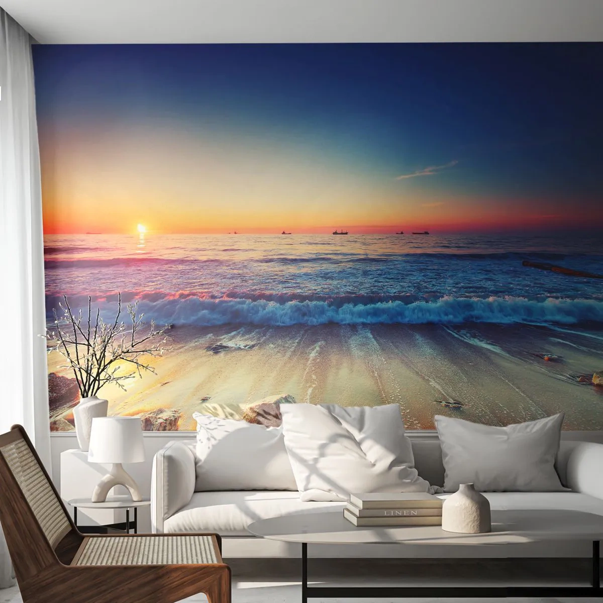 Fototapeta Premium Sand - Co je za obzorem? - Krajina, Moře, Západ slunce - 100x70 cm