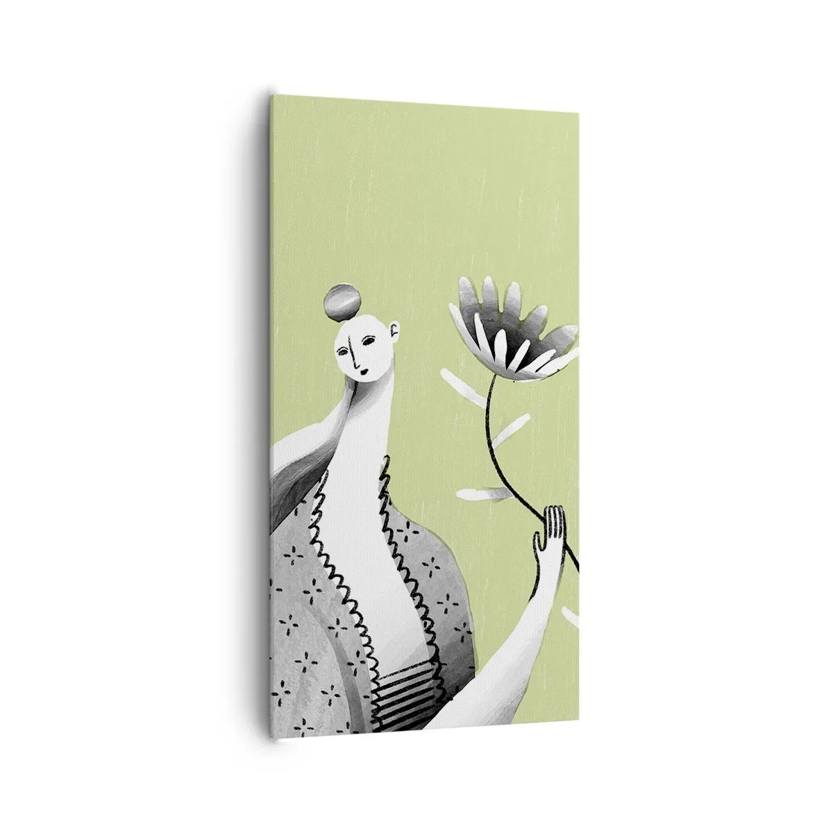 Obraz na plátně - Modernistický portrét – držící květinu - 65x120 cm