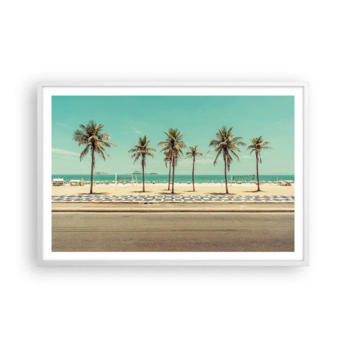 Plakát v bílém rámu - Hlídání pláže - 91x61 cm