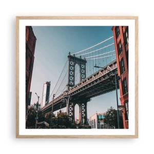 Plakát v rámu světlý dub - Nad vlnami města - 60x60 cm