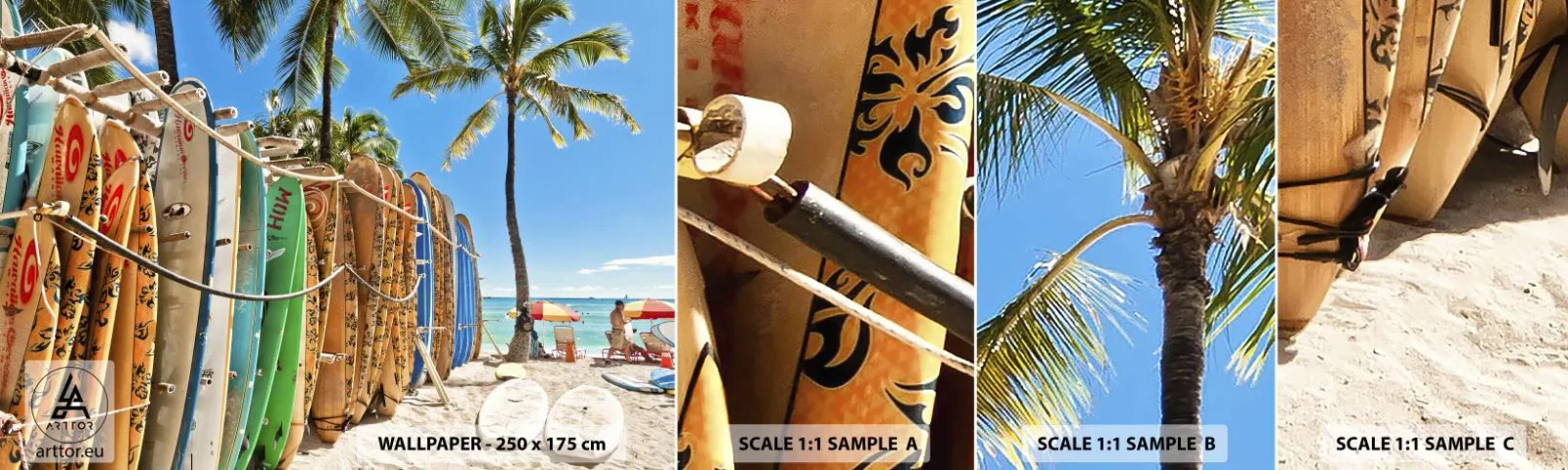 Vzor Fototapety Samolepicí Deluxe Sticker - Slunečná zábava - Krajina, Surf, Pláž - 100x30 cm